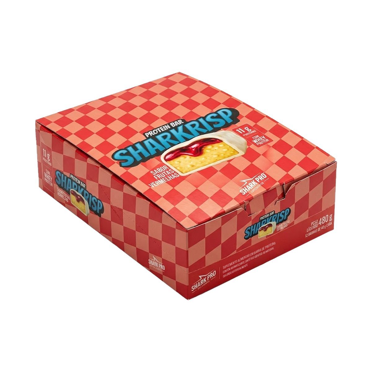 Sharkrisp Protein Bar - 12 Unidades 40g Frutas Vermelhas - Shark Pro