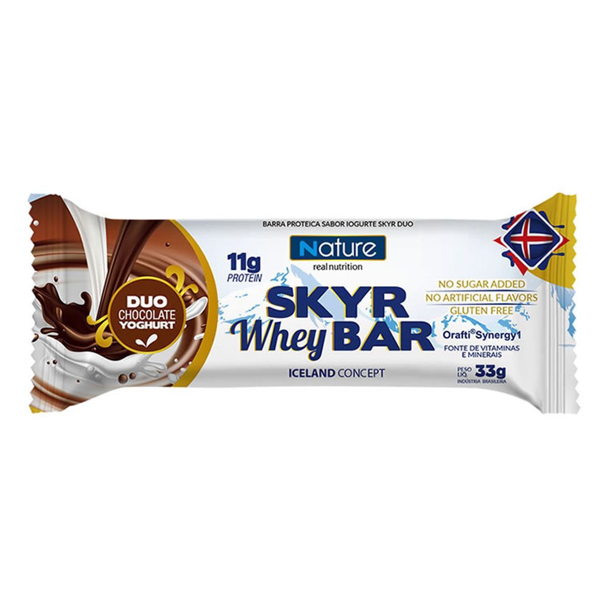 Skyr Whey Bar - 1 unidade 33g Duo Chocolate Yoghurt - Nature