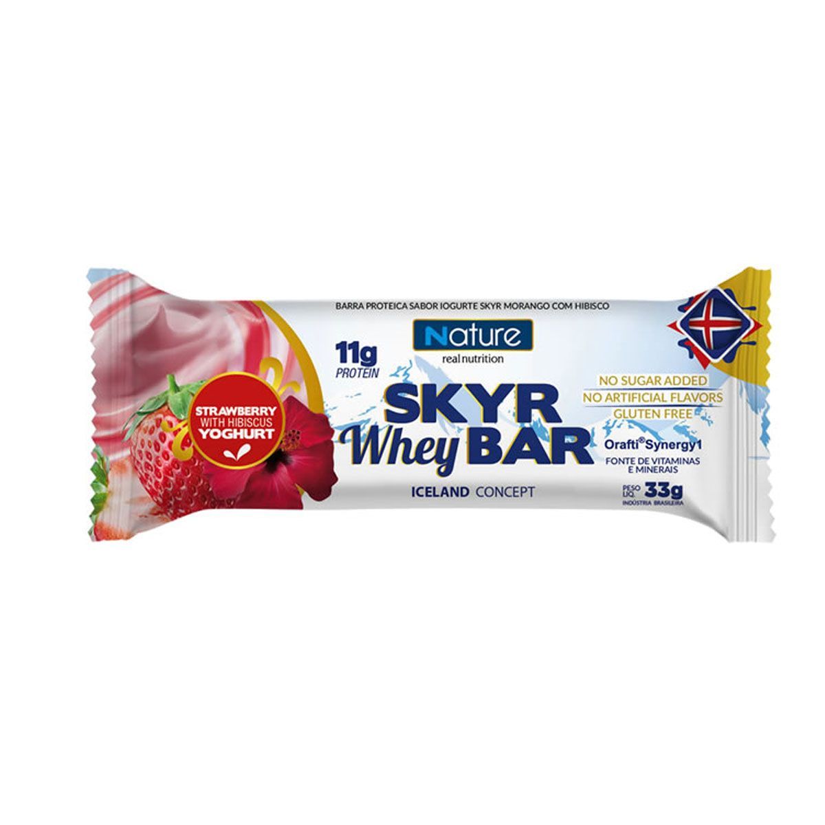Skyr Whey Bar - 1 unidade 33g Strawberry Whith Hibiscus Yoghurt - Nature*** Data Venc. 30/3/23