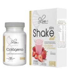 Slim Shake Diet - 300g Morango + Col�geno - 100 C�psulas - Slim Weight Control