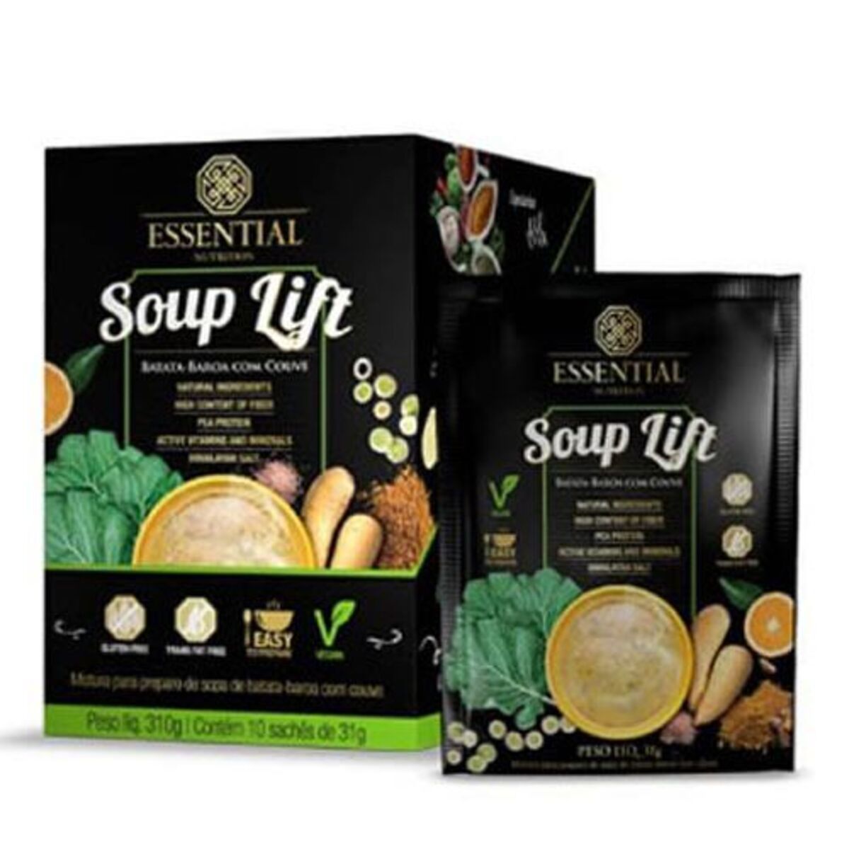 Soup Lift - 10 Sach�s 31g Batata-Baroa com Couve - Essential Nutrition