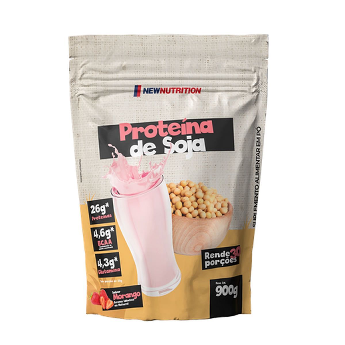 Proteina de Soja - 900g Morango - NewNutrition