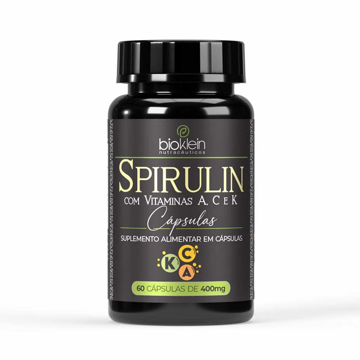 Spirulin com Vitaminas A, C e K - 60 C�psulas - Bioklein