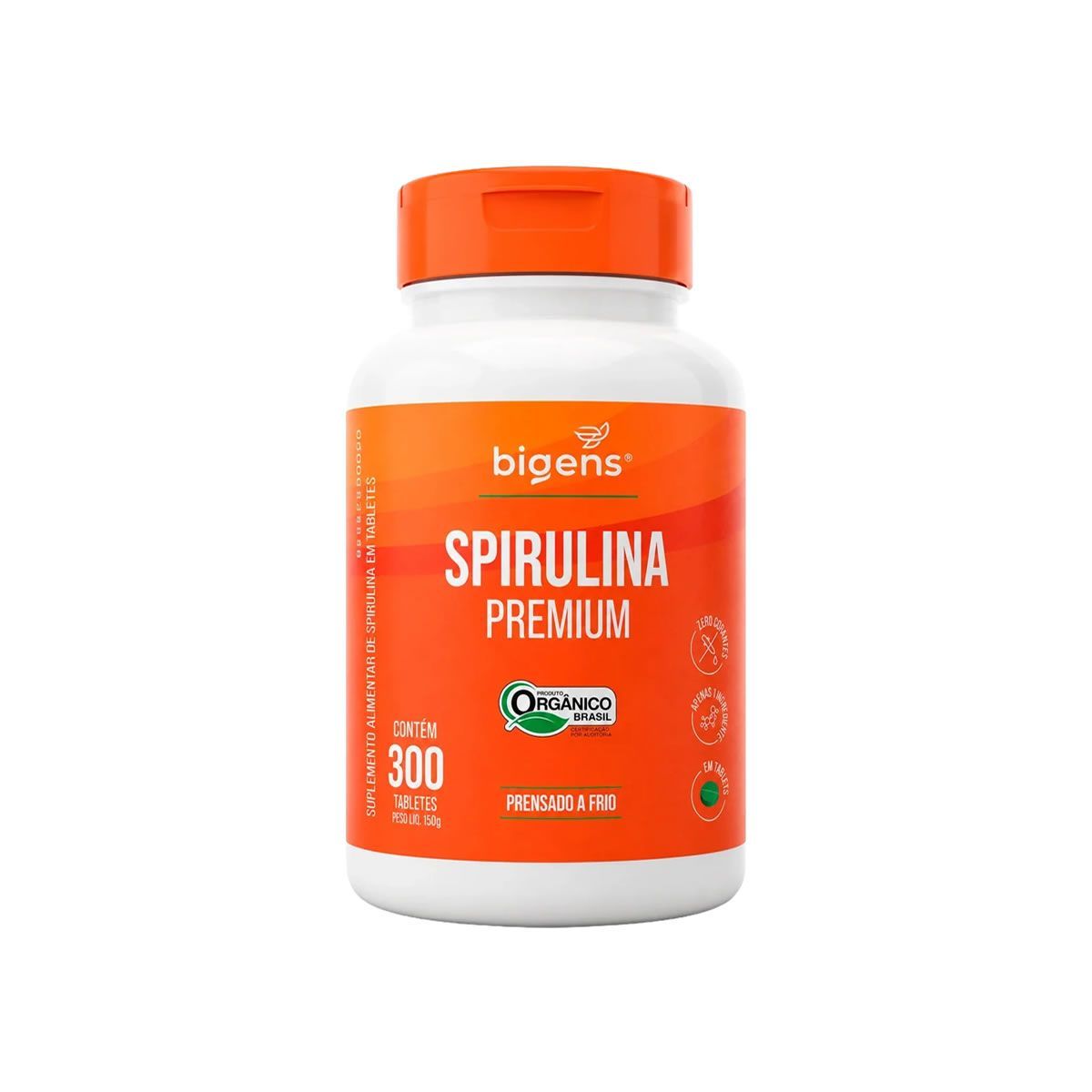 Spirulina Premium - 300 Tabletes - Bigens