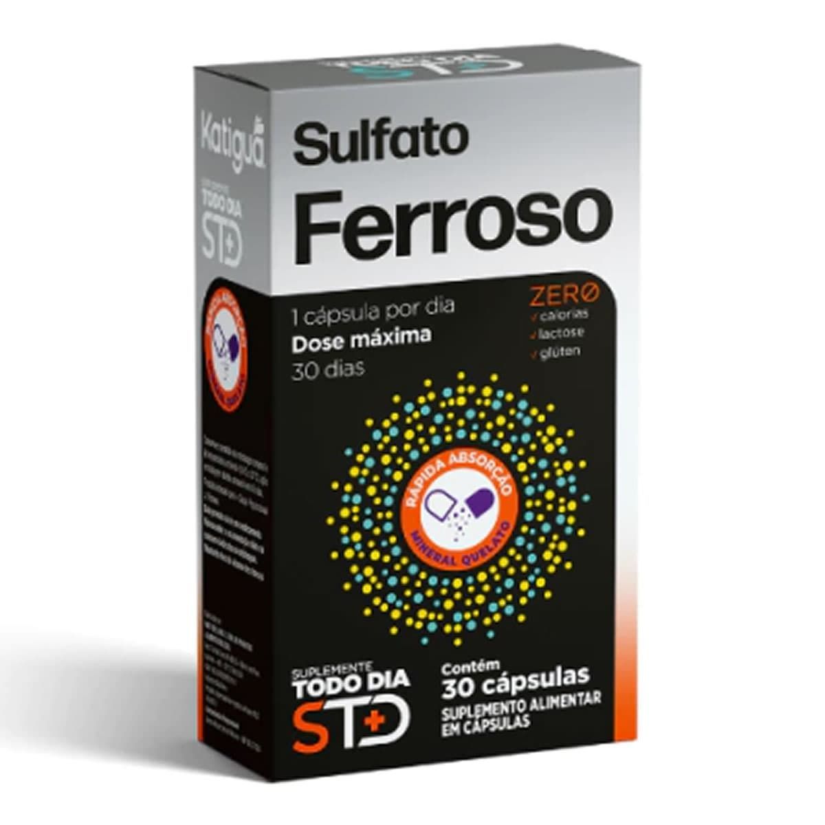 STD Sulfato Ferroso - 30 C�psulas - Katigu�*** Data Venc. 28/02/2025