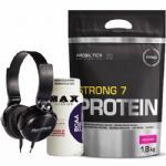 Strong 7 Protein 1800g Morango + BCAA 60 C�psulas + Fone de Ouvido Preto - MuscleMeds