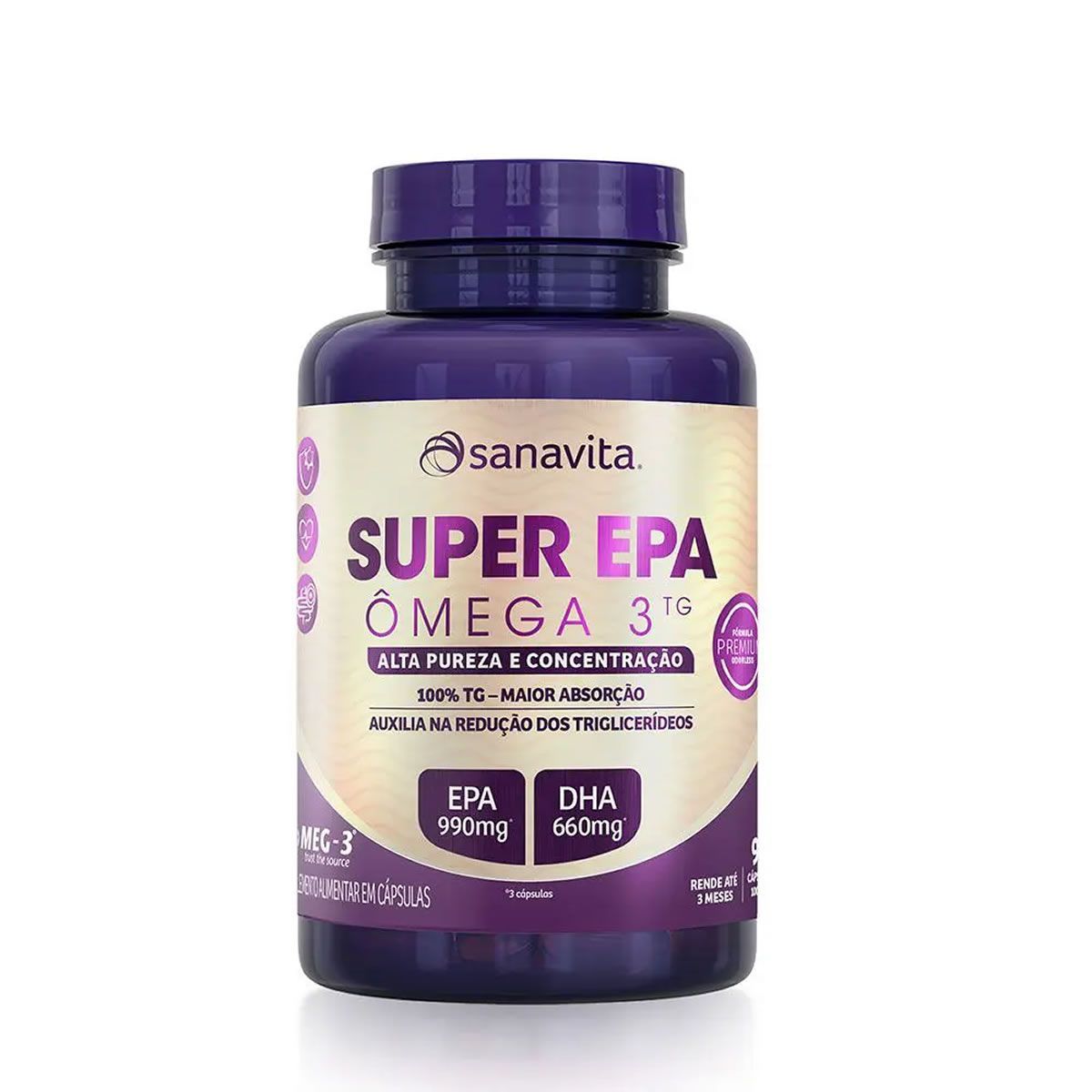 Super EPA �mega 3TG - 90 C�psulas - Sanavita*** AVARIA TAMPA *** Data Venc. 06/03/25