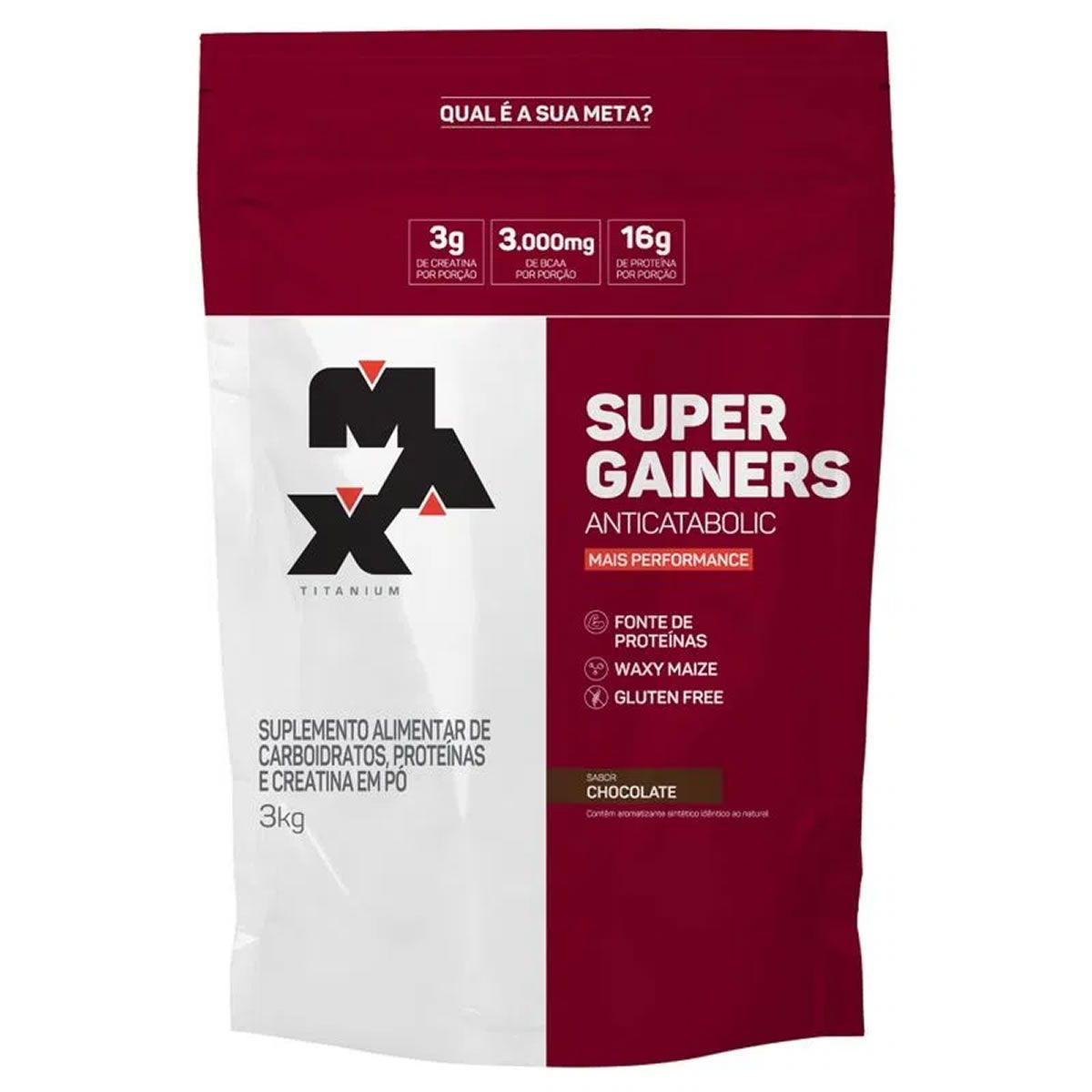 Super Gainers Anticatabolic  - 3.000g Chocolate - Max Titanium*** EMBALAGEM AVARIADA Data Venc. 01/03/2024