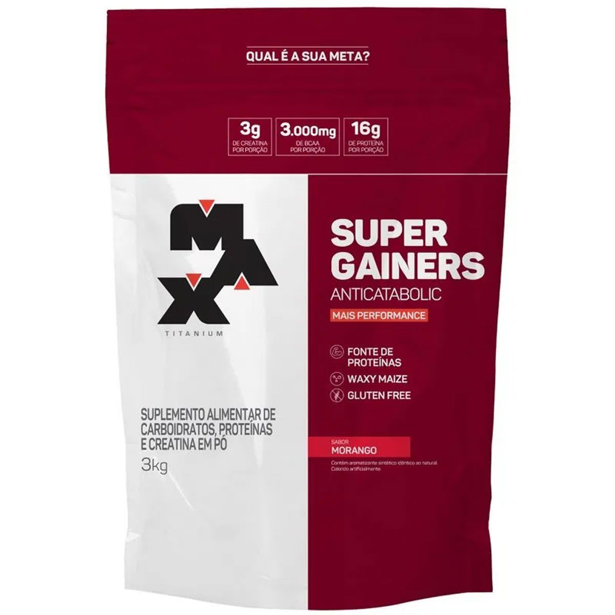Super Gainers Anticatabolic  - 3.000g Morango - Max Titanium*** Data Venc. 08/08/2026