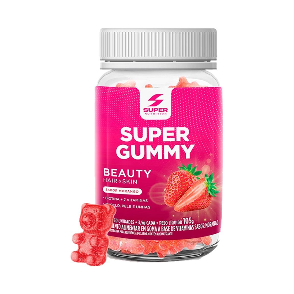 Super Gummy Beauty - 30 Gomas Morango - Desinch�