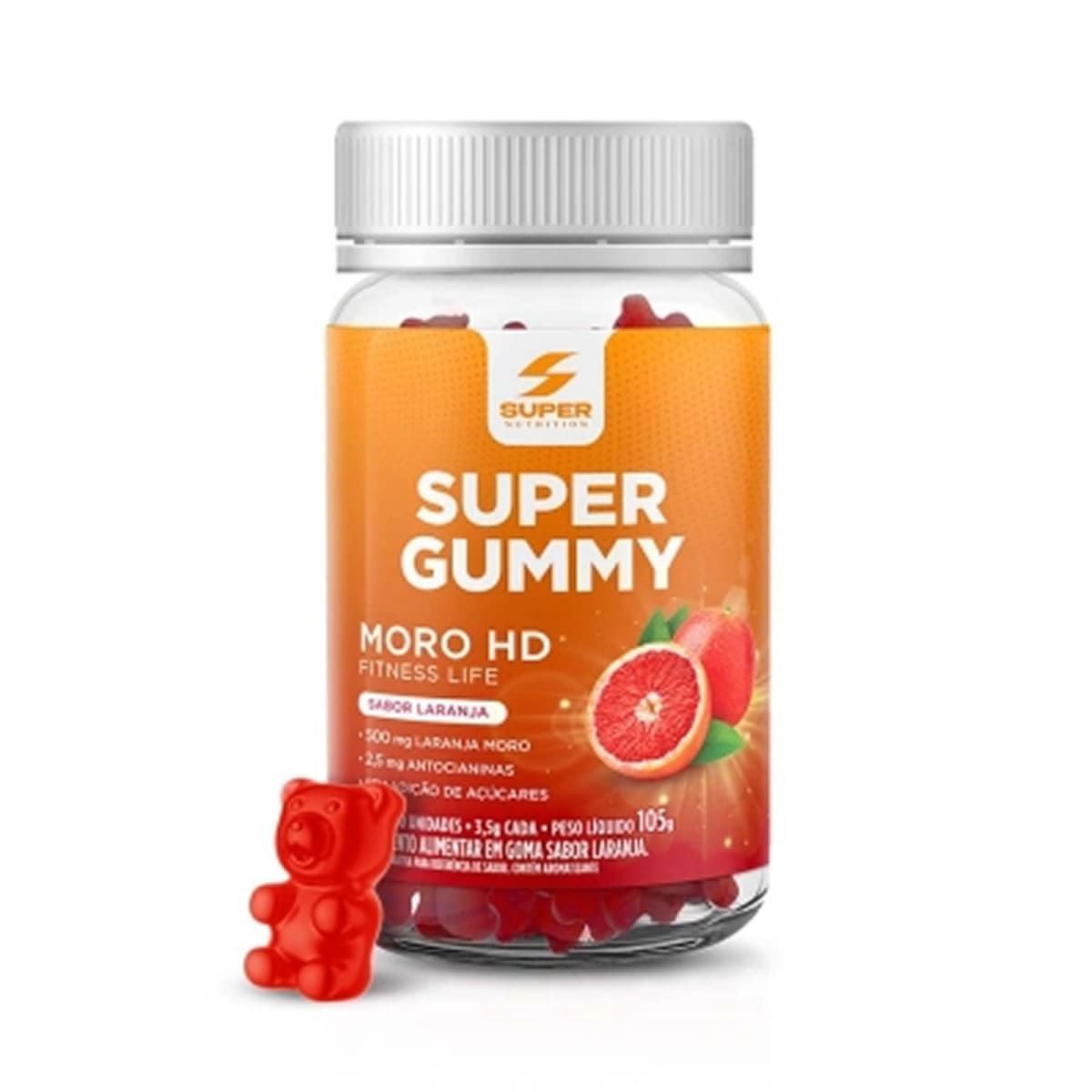 Super Gummy Moro hd - 30 Gomas Laranja - Desinch�*** Data Venc. 30/09/2024