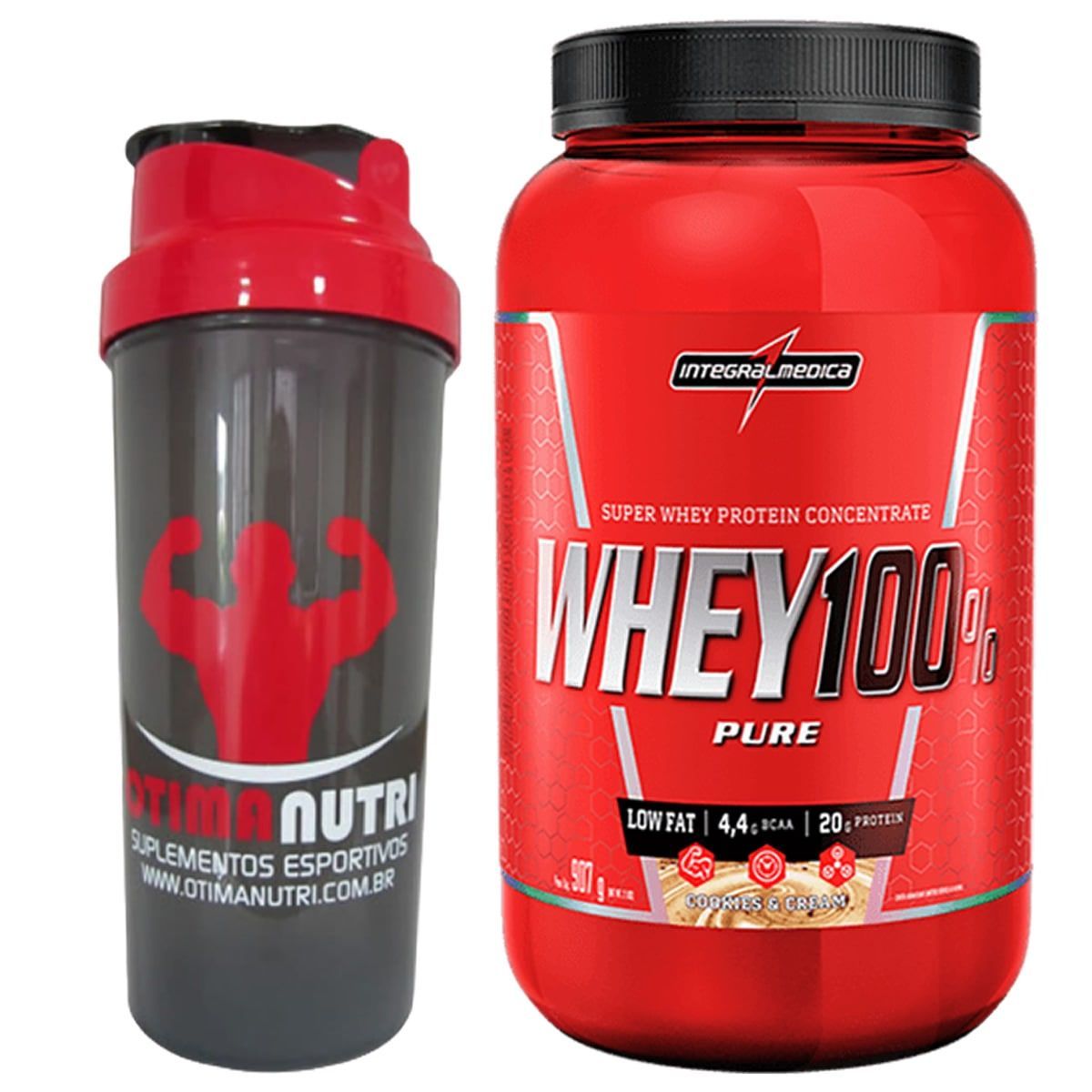 Super Whey 100% Pure - Cookies & Cream 907g + Coqueteleira - Integralm�dica