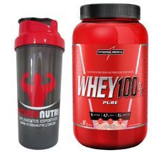 Super Whey 100% Pure - Morango 907g + Coqueteleira - Integralm�dica