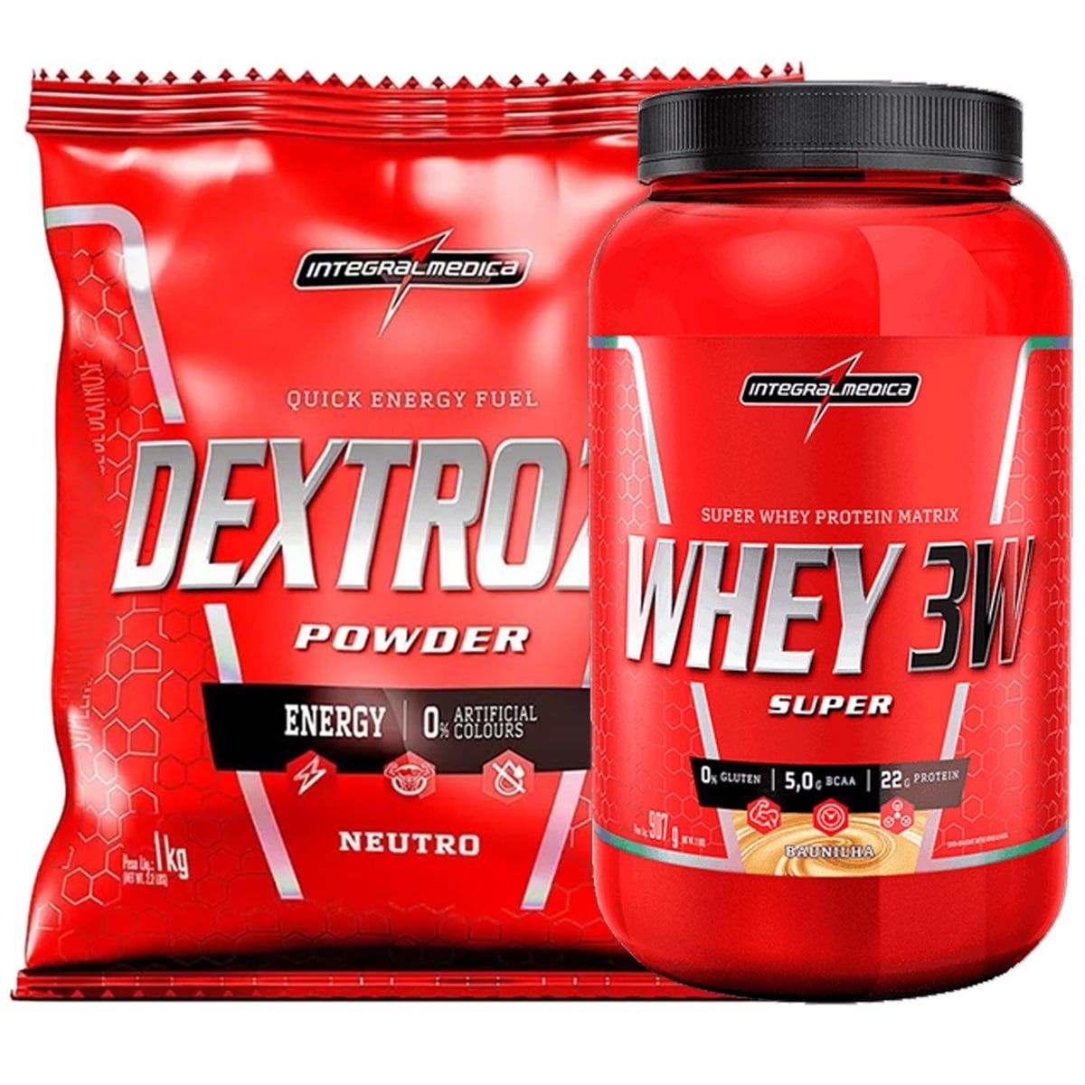 Super Whey 3W 907g Baunilha + Dextrozz 1000g - IntegralM�dica