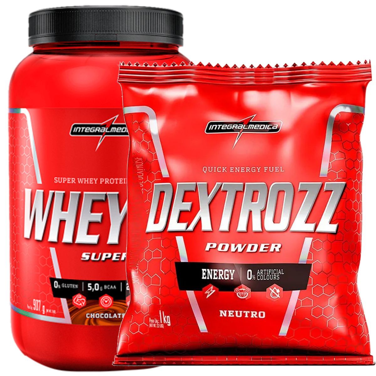 Super Whey 3W 907g Chocolate + Dextrozz 1000g - IntegralM�dica