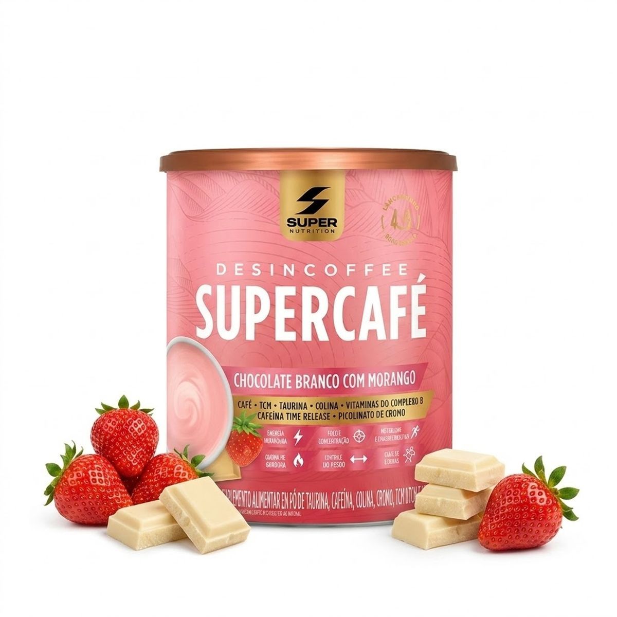 Supercaf� - 220g Chocolate Branco com Morango - Desinch�