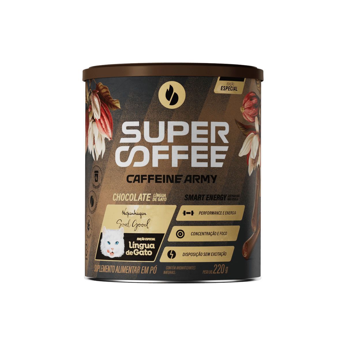 SuperCoffee - 220g Chocolate L�ngua de Gato - Caffeine Army