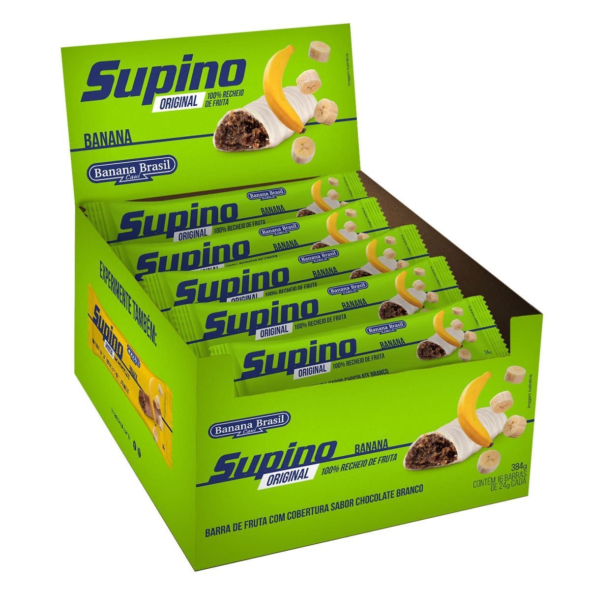 Supino Original - 16 Unidades 24g Banana Chocolate Branco - Banana Brasil*** Data Venc. 03/04/2025