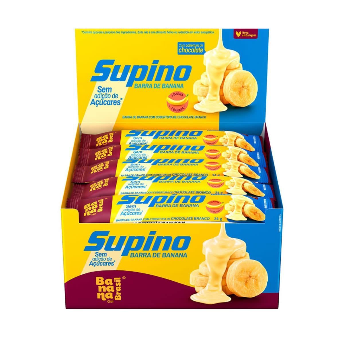 Supino Original - 20 Unidades 24g Banana Chocolate Branco - Banana Brasil*** Data Venc. 15/02/2025