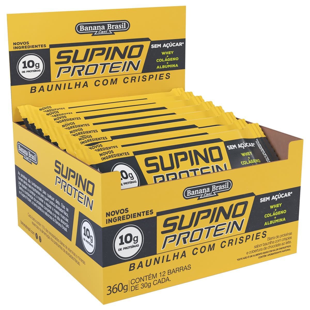 Supino Protein - 12 Unidades 30g Baunilha com Crispies - Banana Brasil