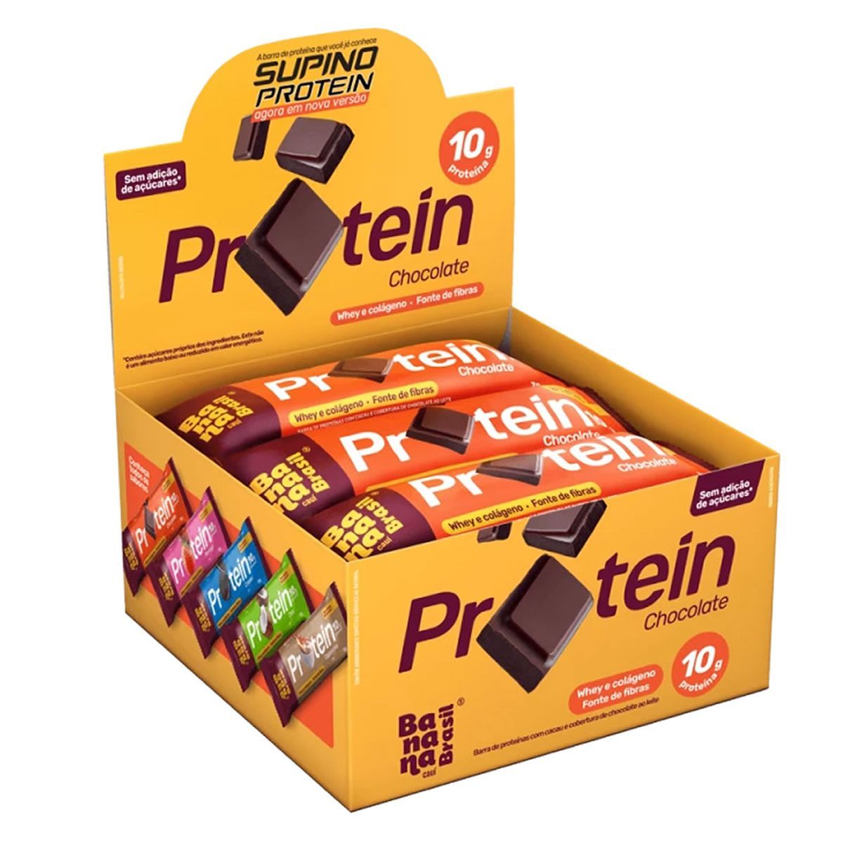 Supino Protein - 12 Unidades 30g Chocolate - Banana Brasil