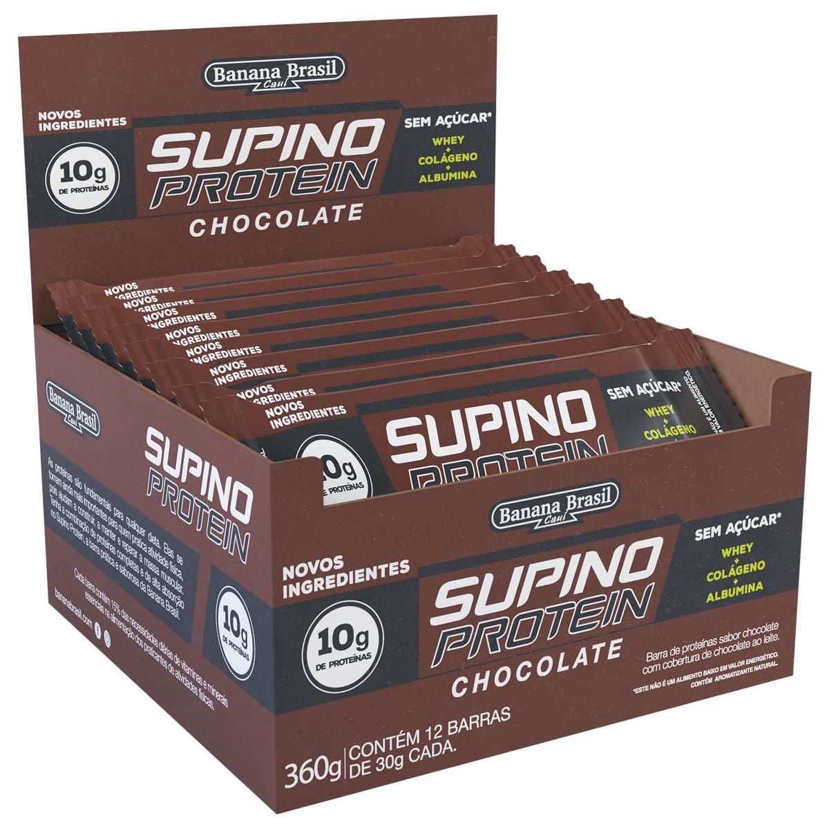 Supino Protein - 12 Unidades 30g Chocolate - Banana Brasil
