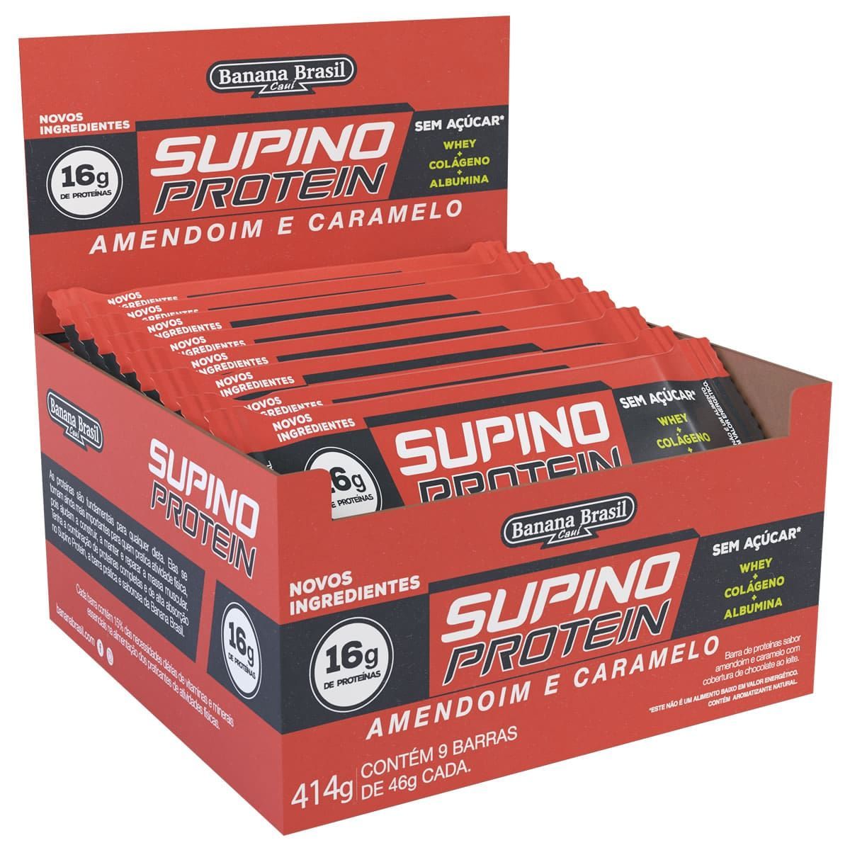 Supino Protein - 9 Unidades 46g Amendoim e Caramelo - Banana Brasil