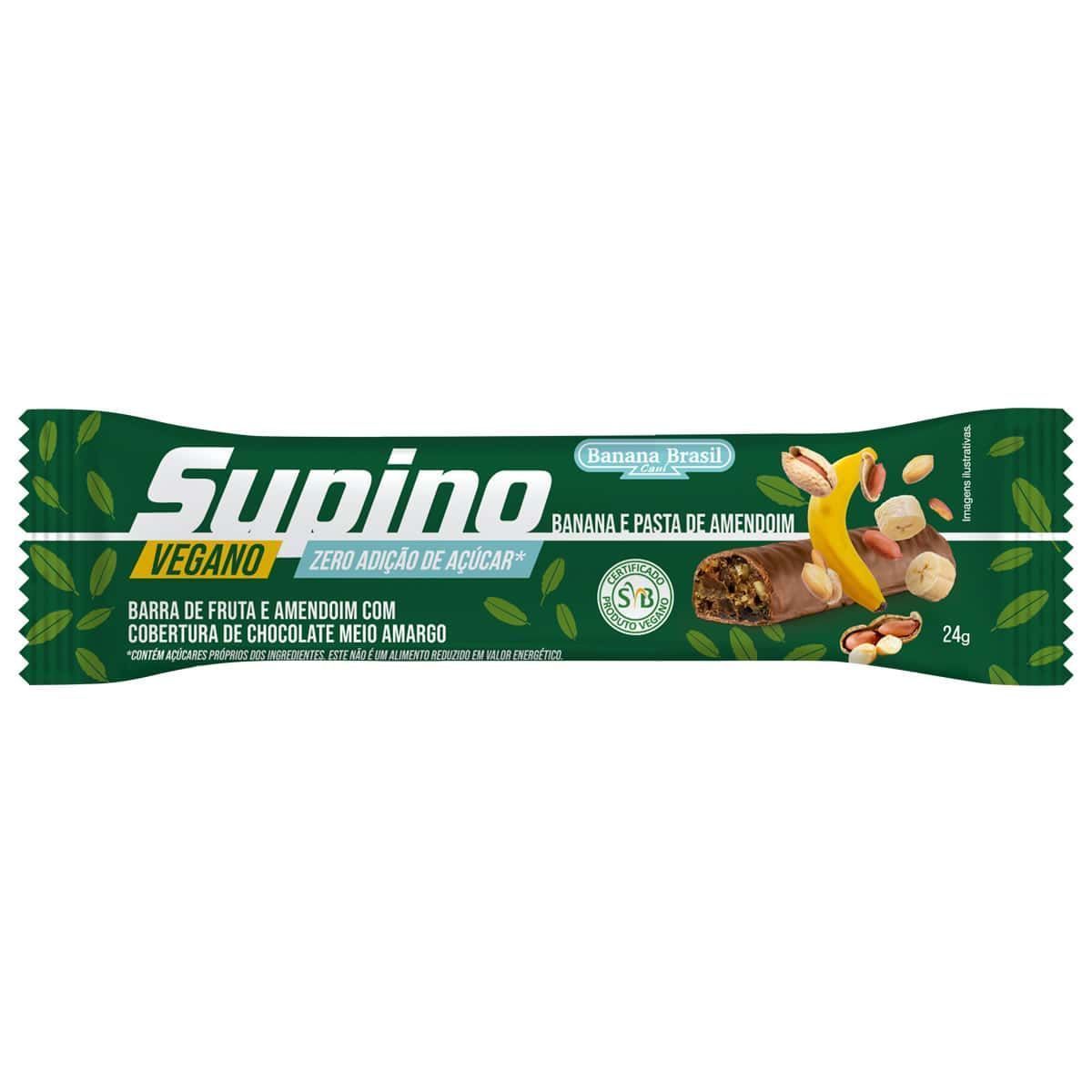 Supino Vegano Zero - 1 Unidade 24g Banana e Pasta de Amendoim - Banana Brasil*** Data Venc. 20/03/2024
