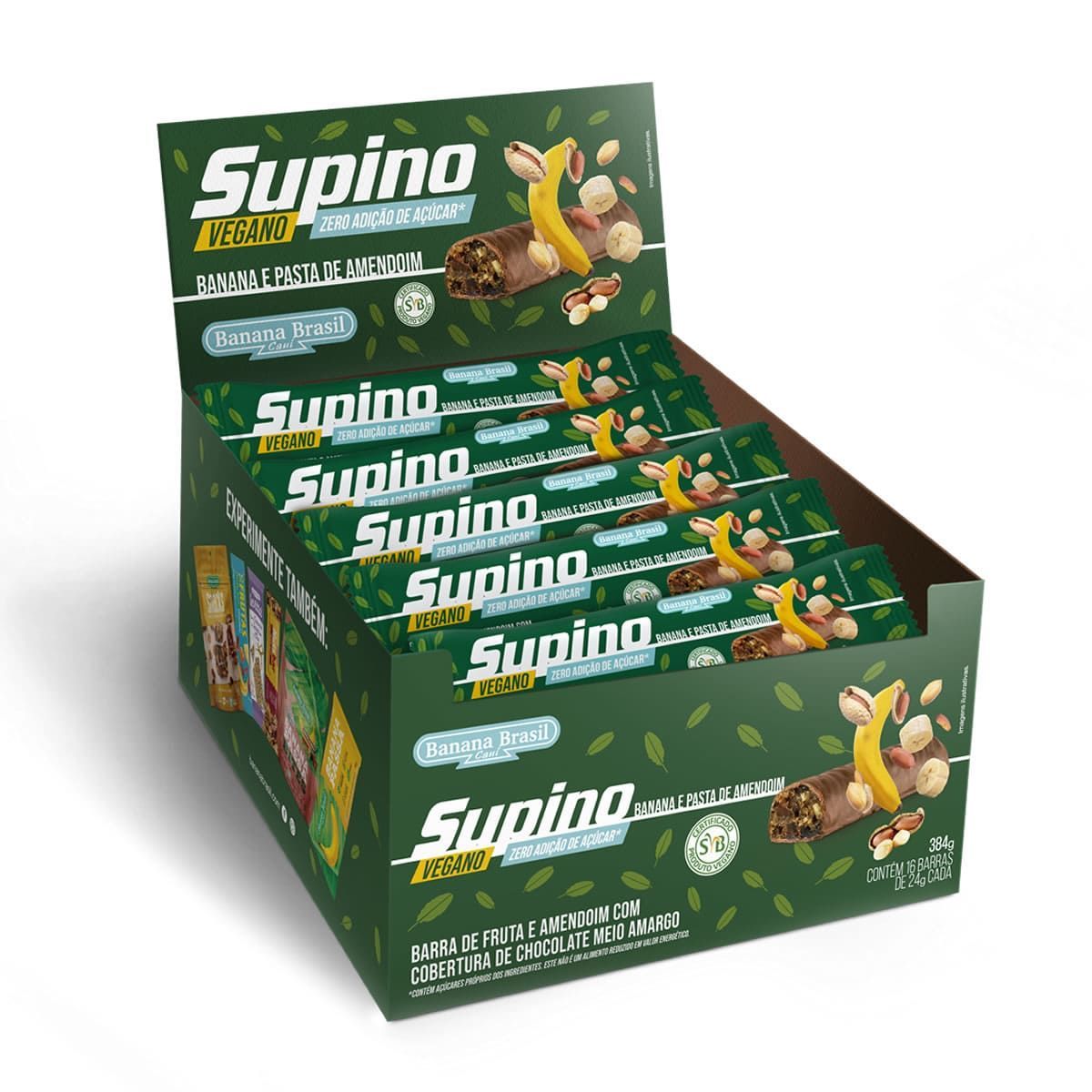 Supino Zero - 16 Unidades 24g Banana e Pasta de Amendoim - Banana Brasil*** Data Venc. 08/10/2024
