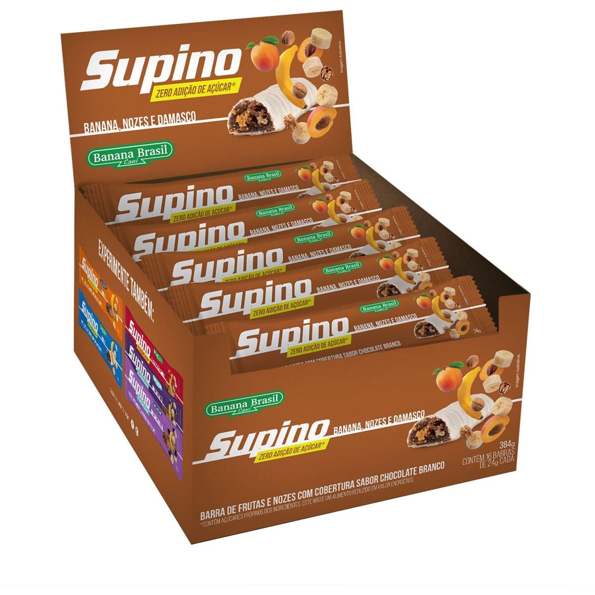 Supino Zero - 16 Unidades 24g Banana, Nozes e Damasco - Banana Brasil