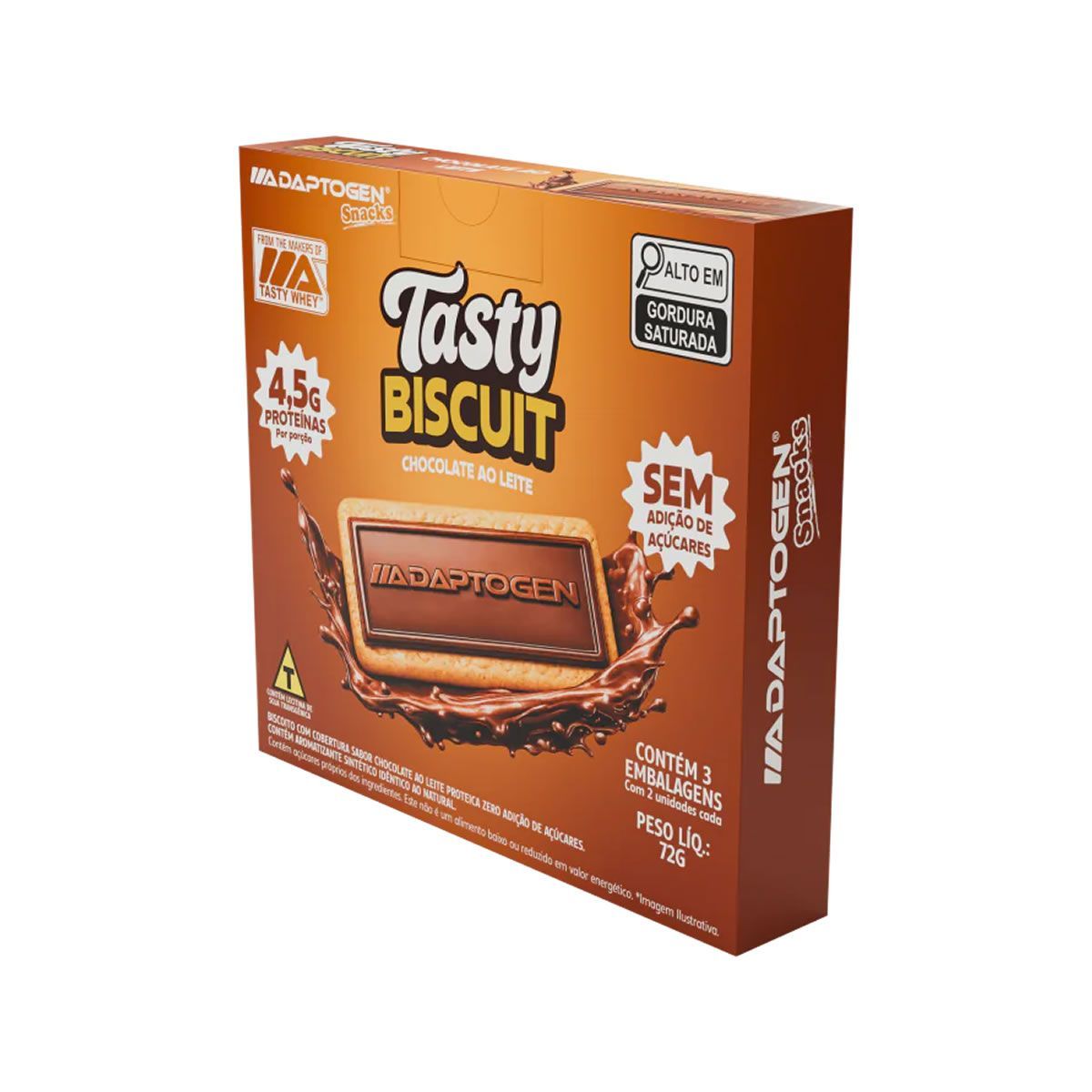 Tasty Biscuit - 3 Pacotes 2 Unidades Cada Chocolate ao Leite - Adaptogen
