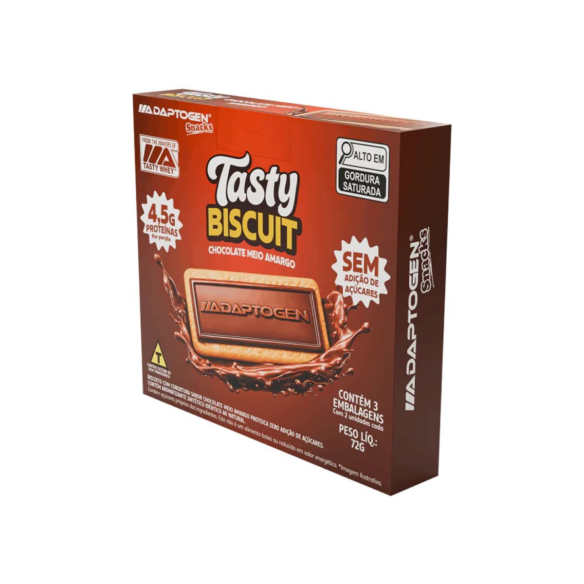 Tasty Biscuit - 3 Pacotes 2 Unidades Cada Chocolate Meio Amargo - Adaptogen