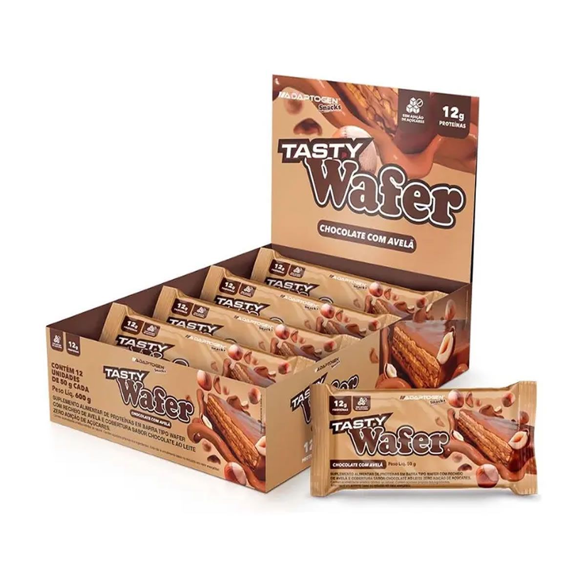 Tasty Wafer - 12 Unidades 50g Chocolate Com Avel� - Adaptogen