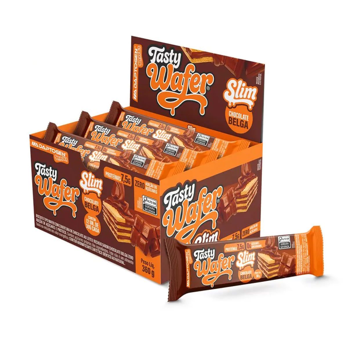 Tasty Wafer Slim - 12 Unidades 30g Chocolate Belga - Adaptogen