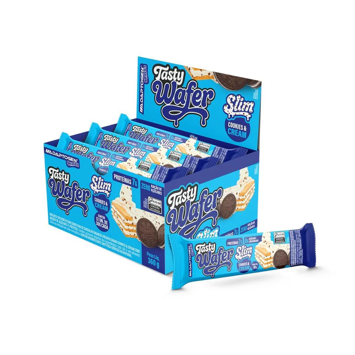 Tasty Wafer Slim - 12 Unidades 30g Cookies & Cream - Adaptogen