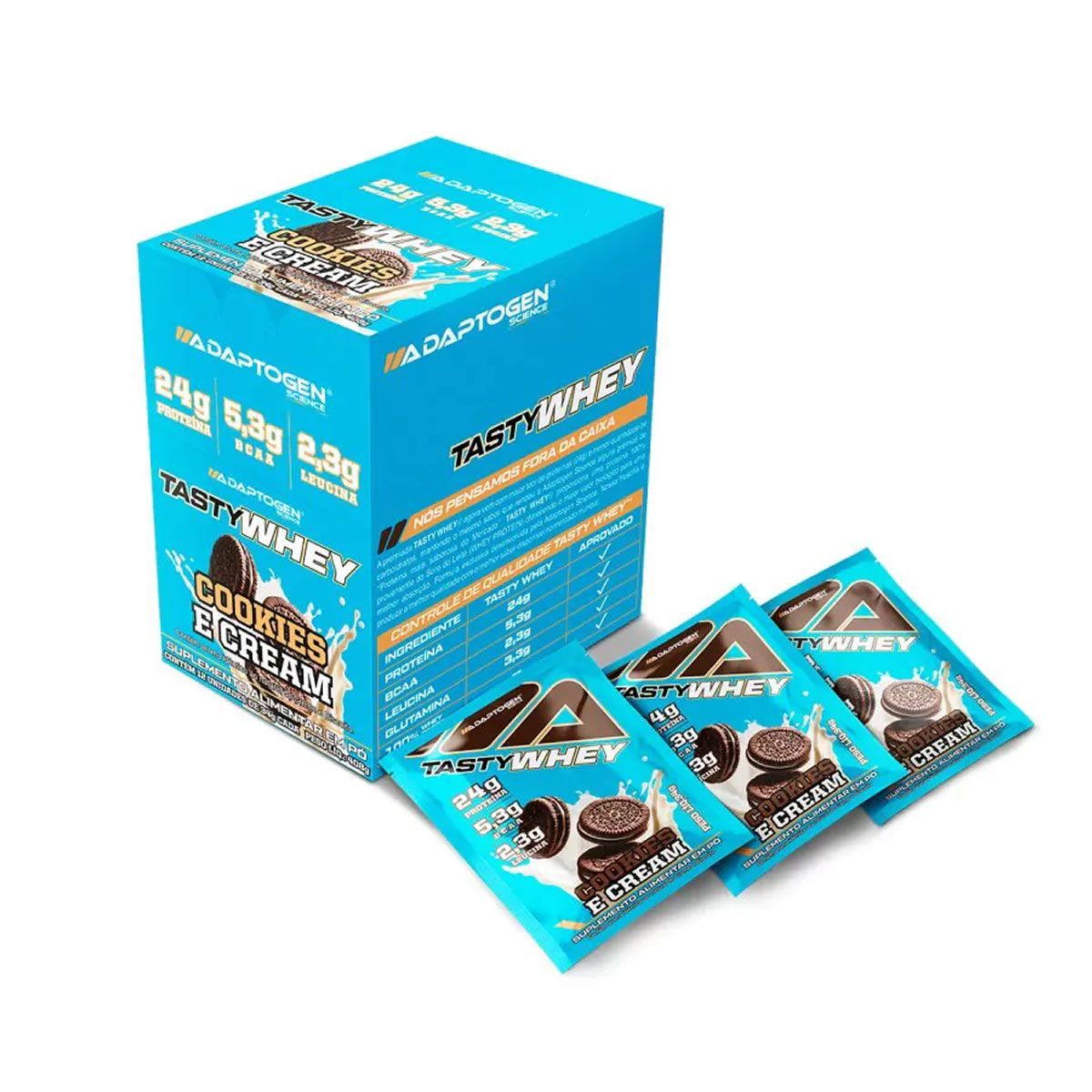 Tasty Whey 3W - 12 Sach�s 34g Cookies & Cream - Adaptogen