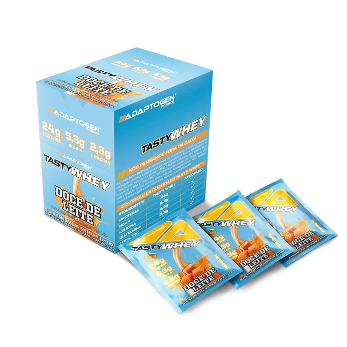 Tasty Whey 3W - 12 Sach�s 34g Doce de Leite - Adaptogen
