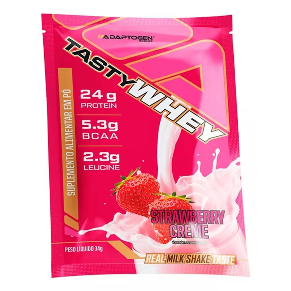 Tasty Whey 3W - 1 Sach� 34g Strawberry Creme - Adaptogen