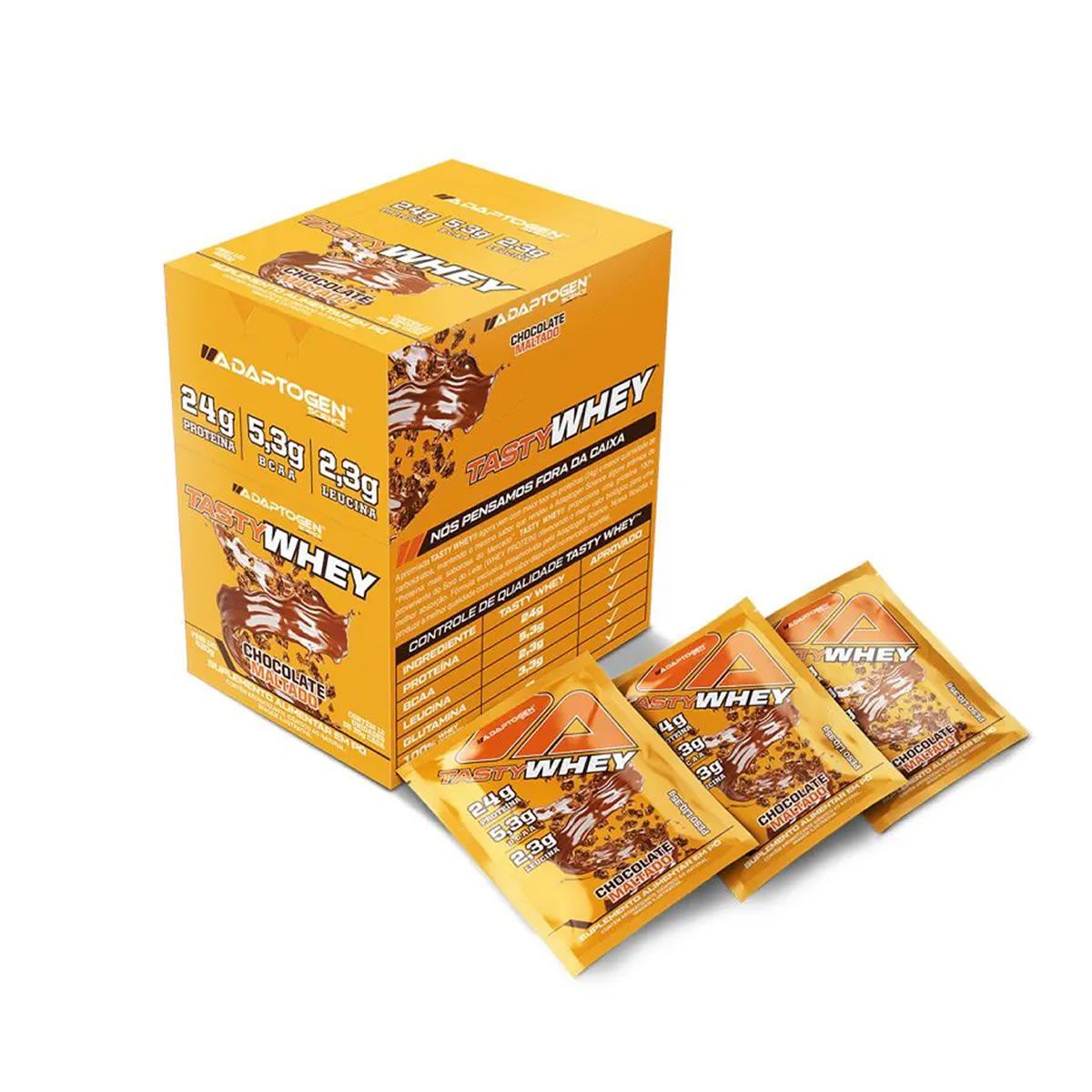 Tasty Whey 3W - 12 Sach�s 34g Chocolate Maltado - Adaptogen