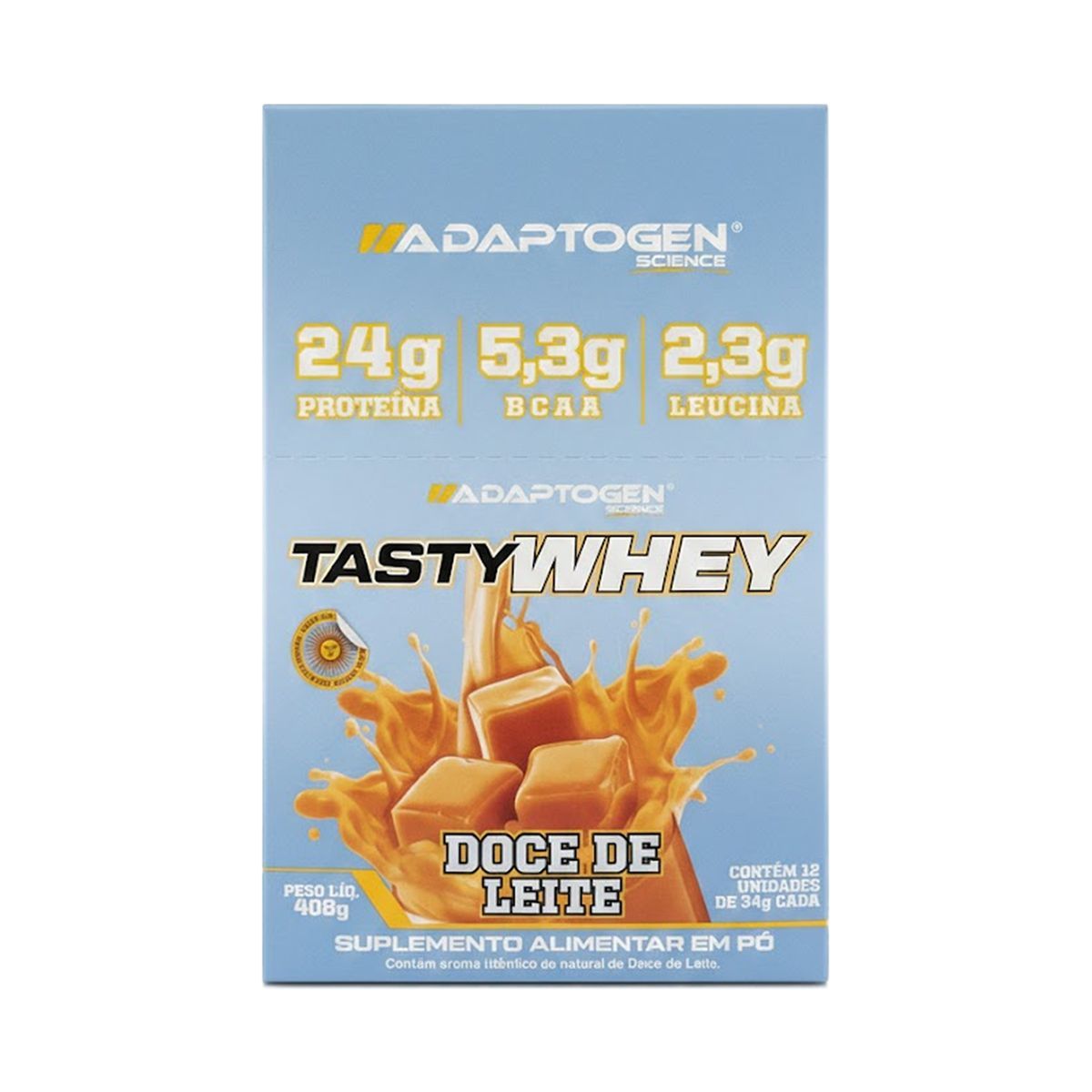 Tasty Whey 3W - 12 Sach�s 34g Doce de Leite - Adaptogen