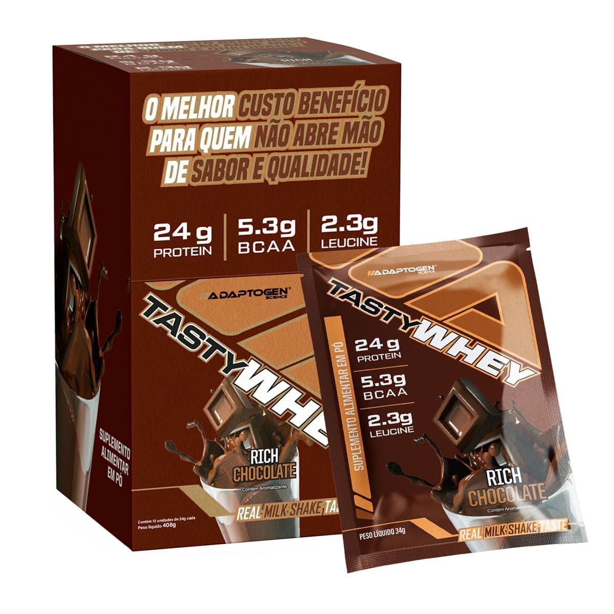 Tasty Whey 3W - 12 Sach�s 34g Rich Chocolate - Adaptogen