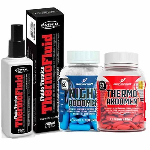 ThermoFluid 200ml + Thermo Abdomen 60 Tables + Night Abdomen 60 C�ps - Bodyaction