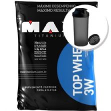 Top Whey 3W 1800g Chocolate + Coqueteleira 600ml Preta - Max Titanium