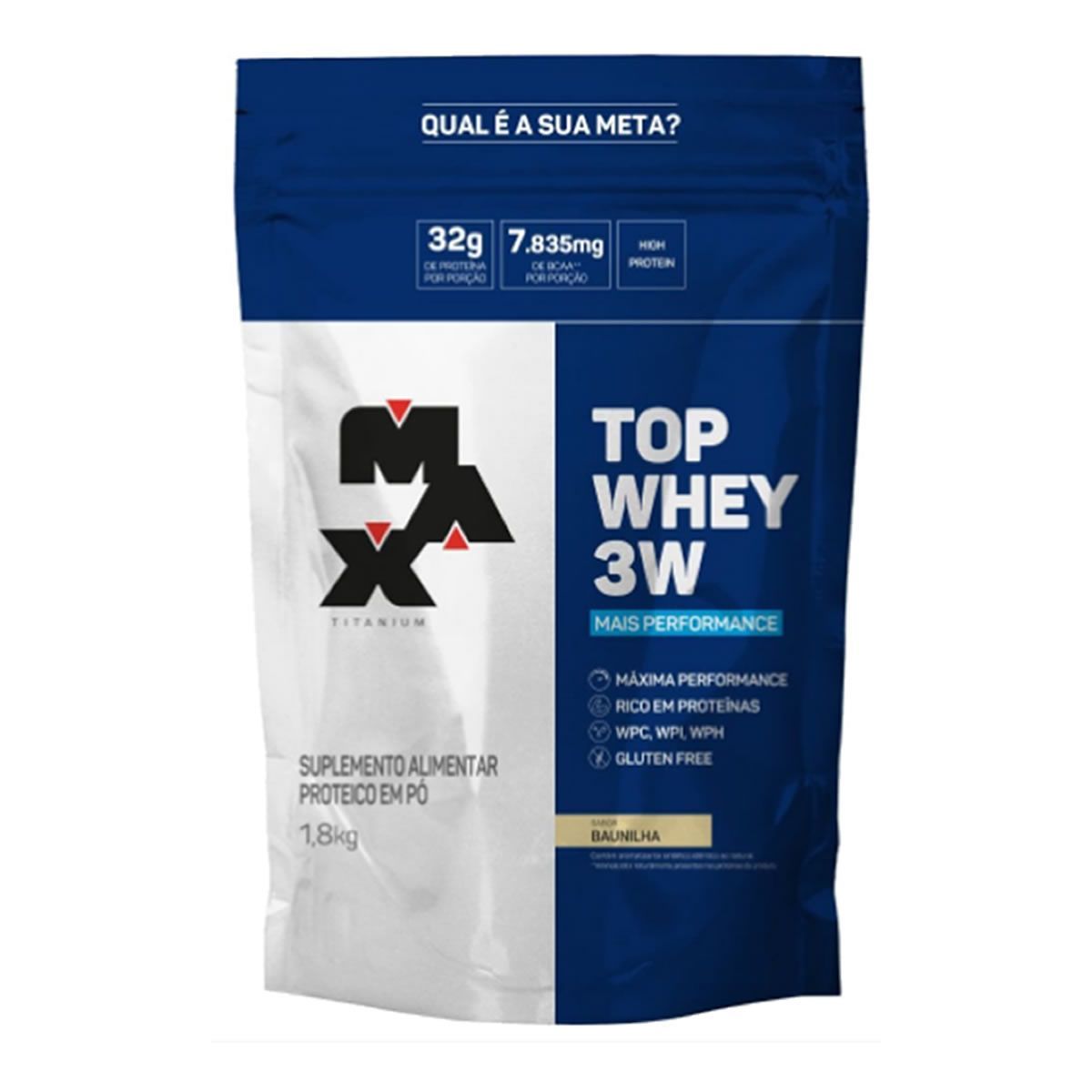 Top Whey 3W Mais Performance - 1800g Refil Baunilha - Max Titanium