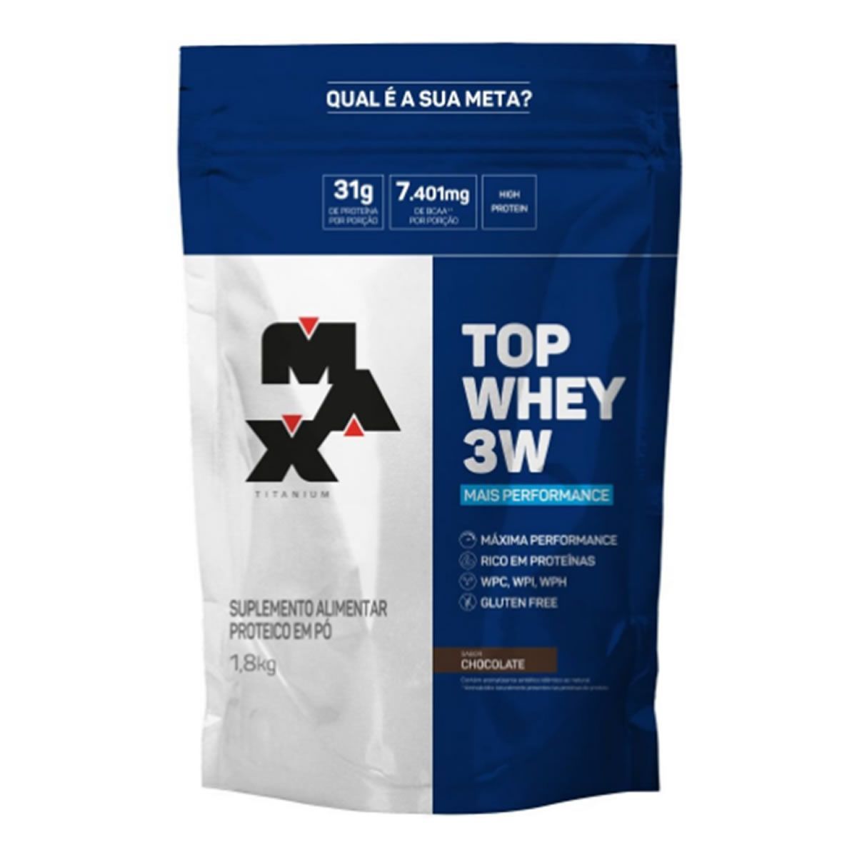 Top Whey 3W - 1800g Refil Chocolate - Max Titanium