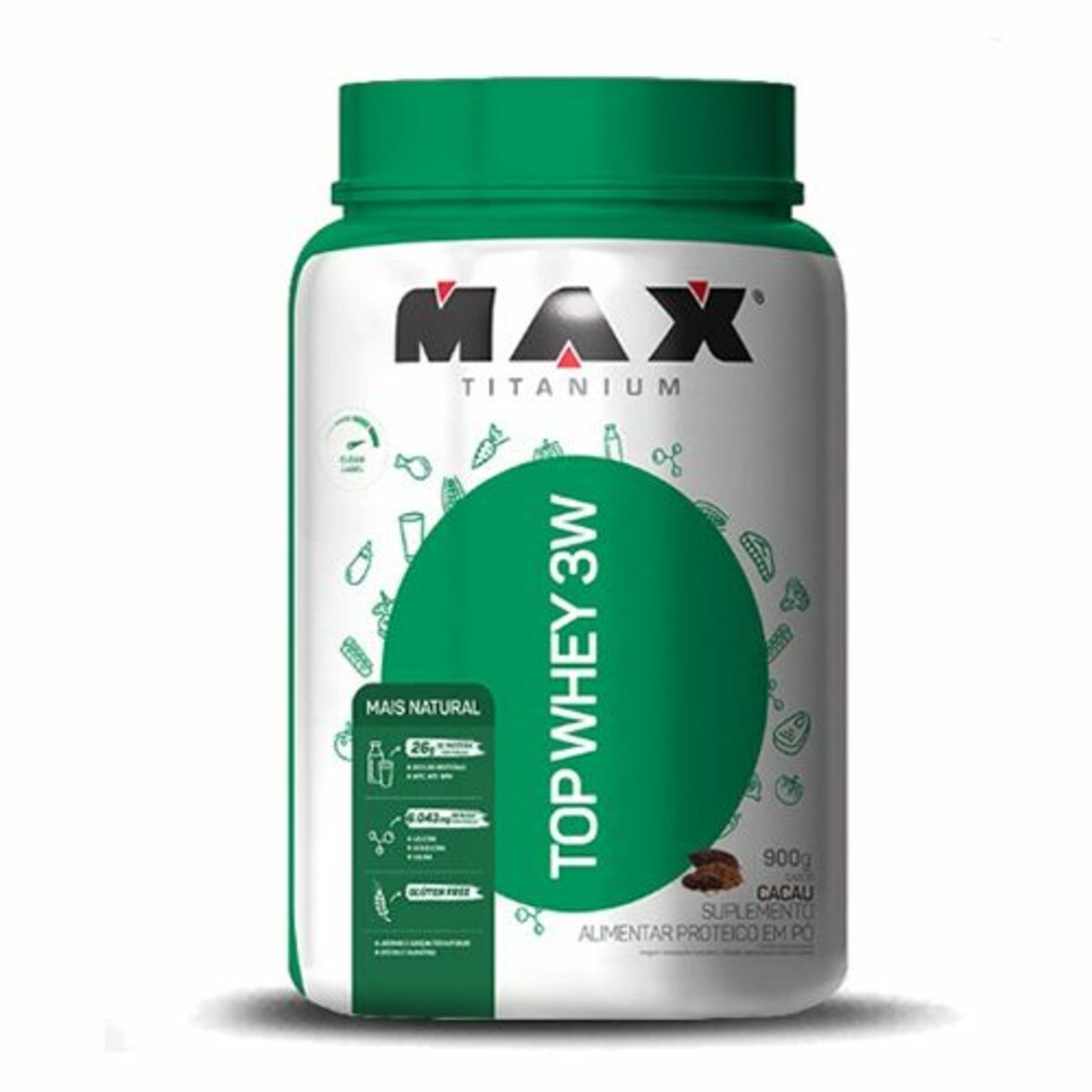 Top Whey 3W Mais Performance - 900 Cacau - Max Titanium*** Data Venc. 14/02/2021