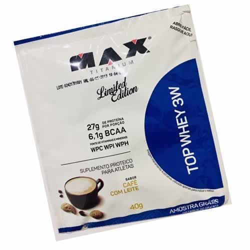Top Whey 3W -Amostra Gr�tis 40g- Caf� com Leite-Max Titanium