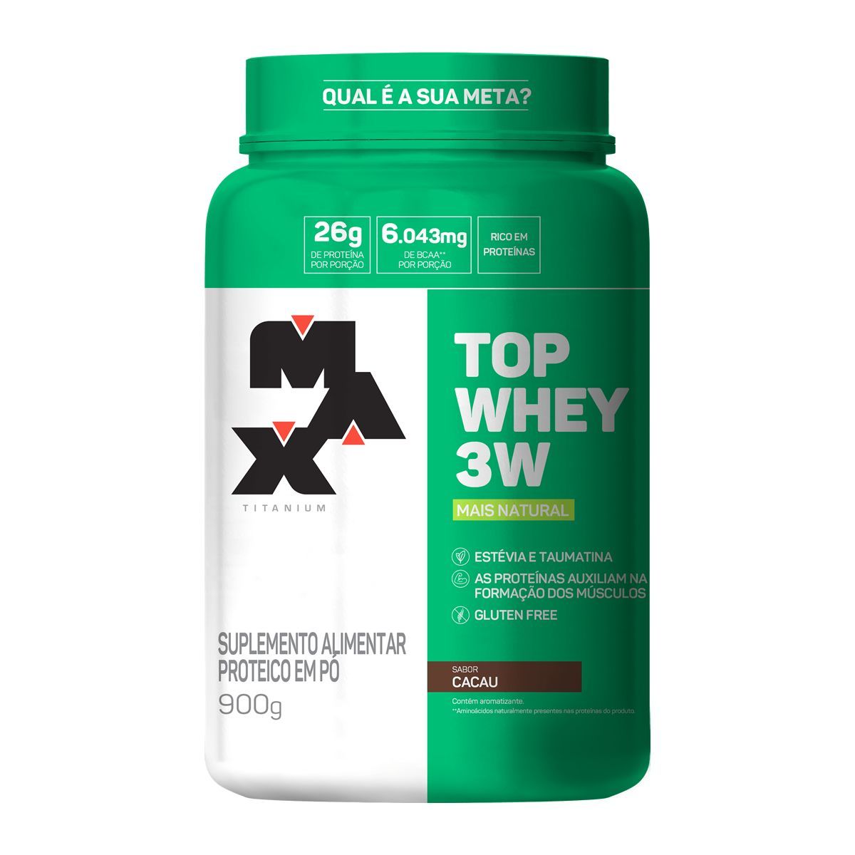 Top Whey 3W Mais Natural - 900 Cacau - Max Titanium