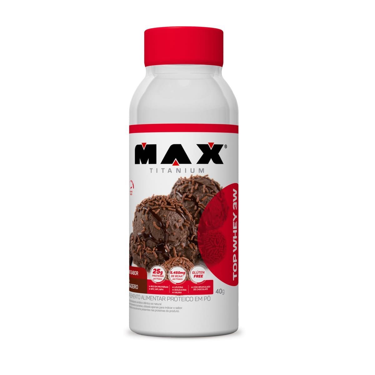 Top Whey 3w Mais Sabor - 40g Brigadeiro - Max Titanium*** Data Venc. 07/02/2021