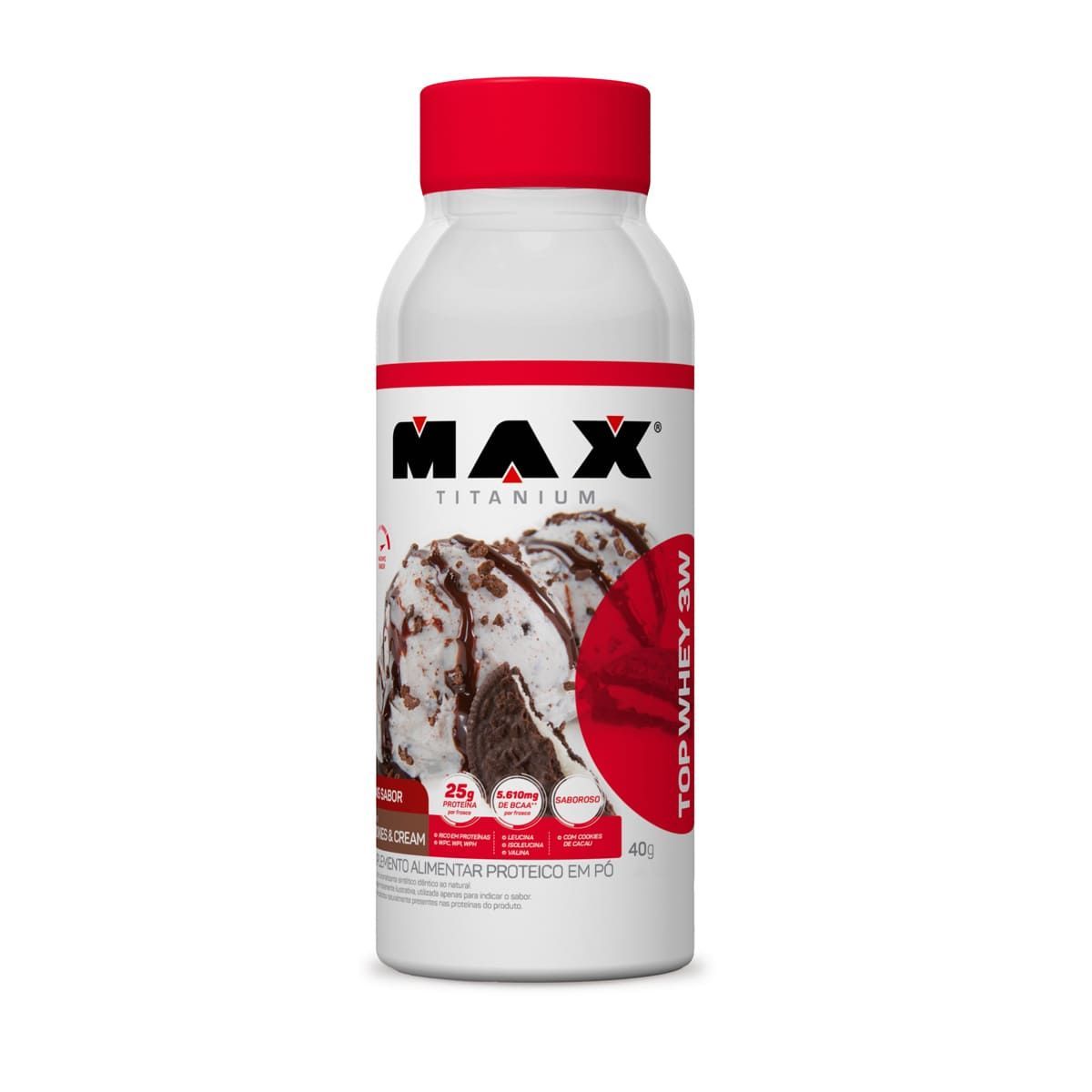Top Whey 3w Mais Sabor - 40g Cookies & Cream - Max Titanium